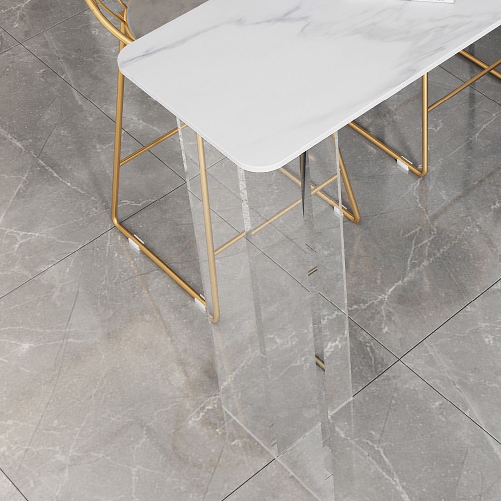 Modern White Stone Top Bistro Table with Acrylic Base for Small Places