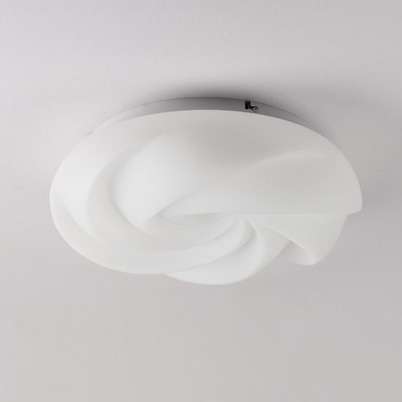 Metal Geometric Shape Flush Light Modern Style 1 Light Flush Mount Ceiling Lights in White