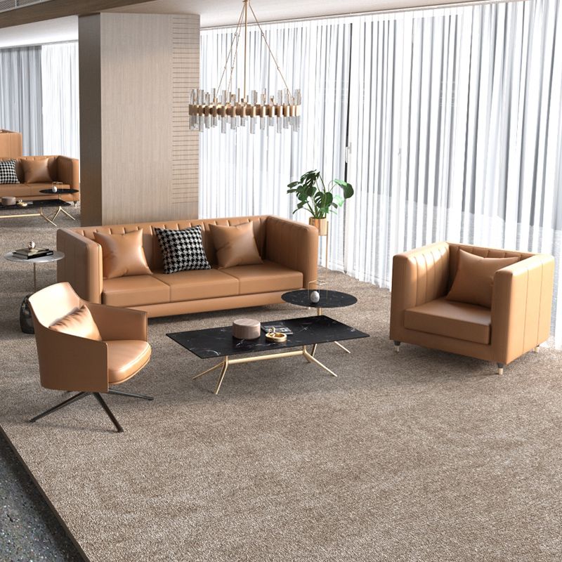 Glam Seating Genuine Leather Orange Cushions Square Arm Living Room Sofa