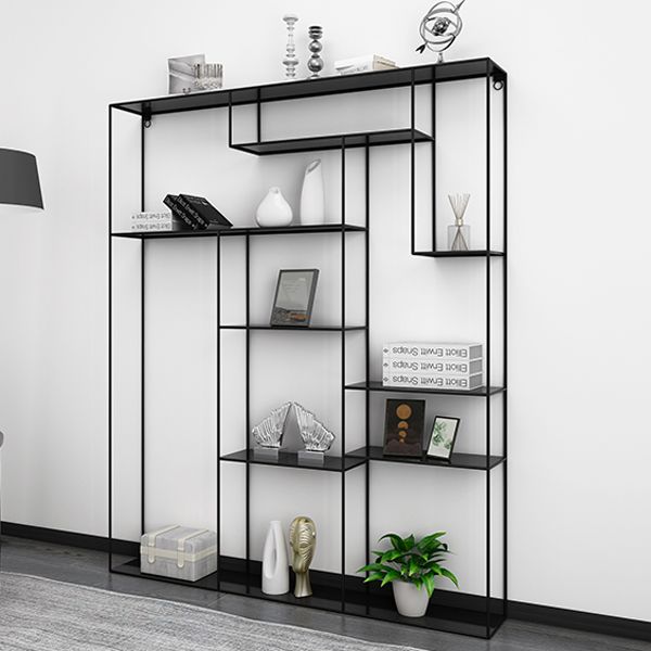 White and Black Etagere Bookshelf Modern Iron Open Bookshelf