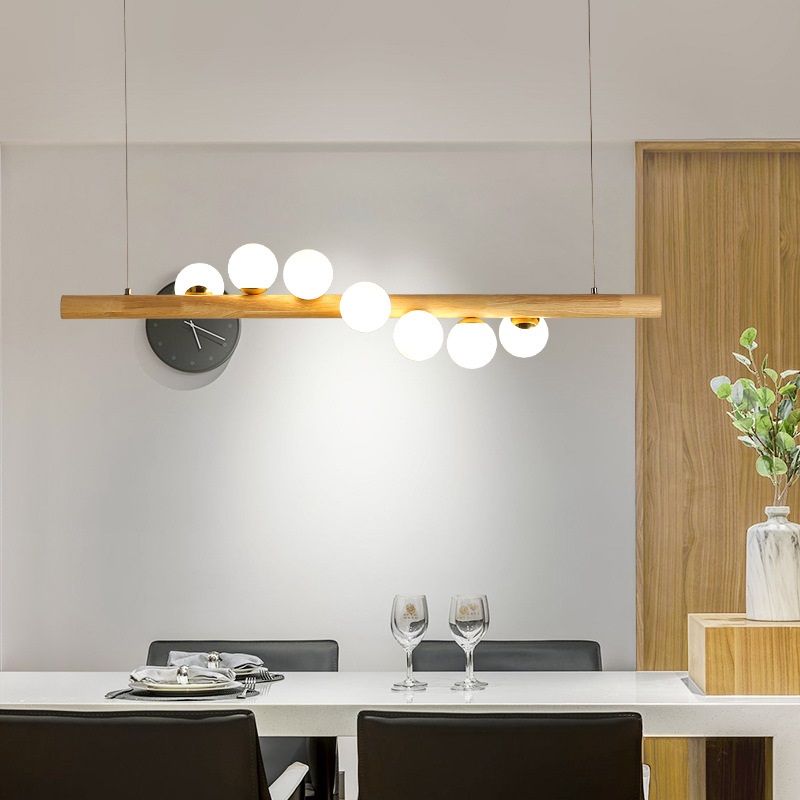 Modern Style Linear Hanging Island Lights White Glass Pendant Light Fixtures