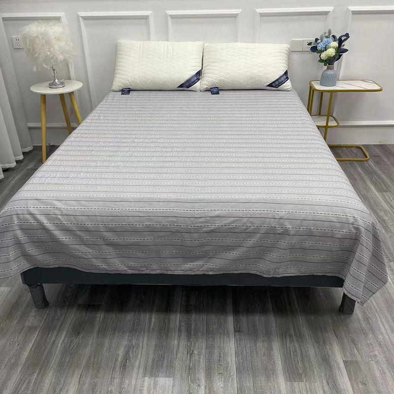 Twill Cotton Bed Sheet 1 Piece Double Fitted Sheet in Green and Gray