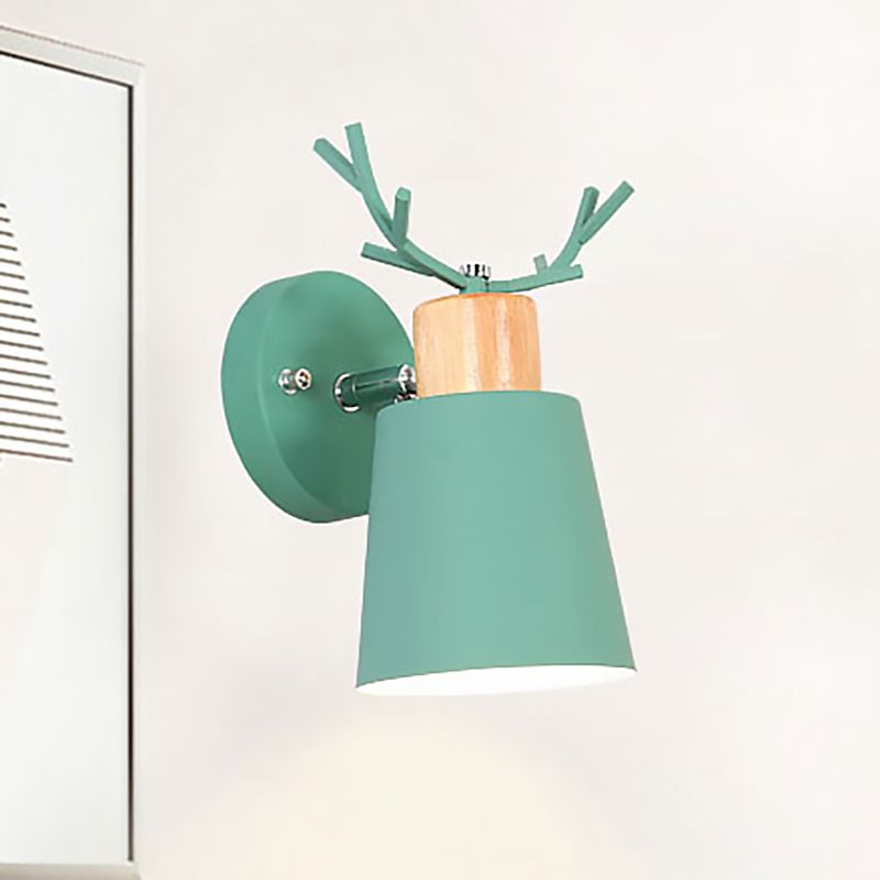 Rotatable Macaron Loft Green Wall Sconce Bucket Shade 1 Head Metal Wall Lamp for Foyer