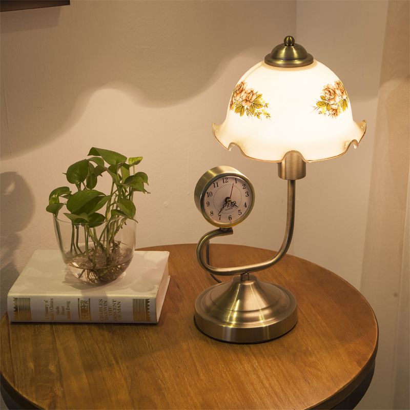 1 kop bloemenschaduw tafellamp landelijke stijl afgeschuinde kristallen nachtkastje lamp in messing