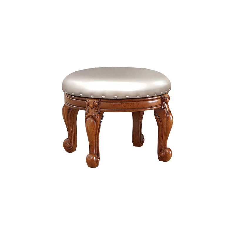 Mid-Century Modern Plain Pouf PU Leather Round Water Resistant Chair Ottoman