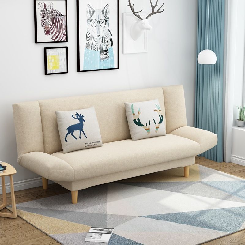 Linen Armless Sleeper with 2 Pillows Back for Apartment and Living Room