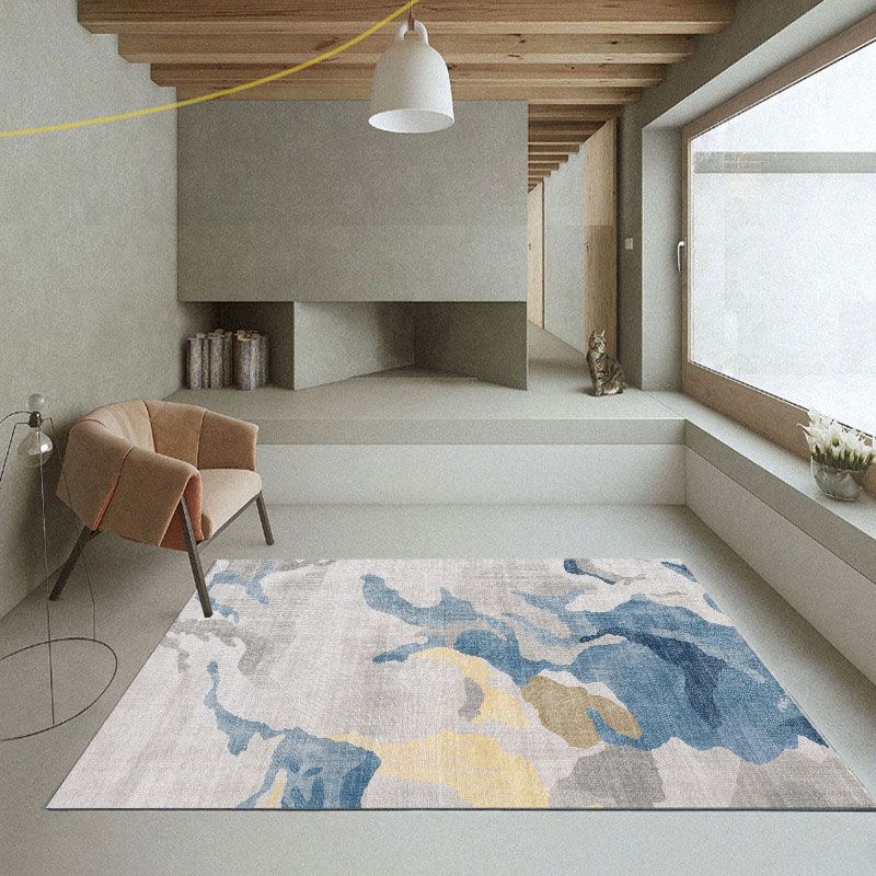 Tapis de zone nordique de ton blanc, tapis fleuri de couleur Polyester, tapis à support antidérapant pour la décoration de la maison