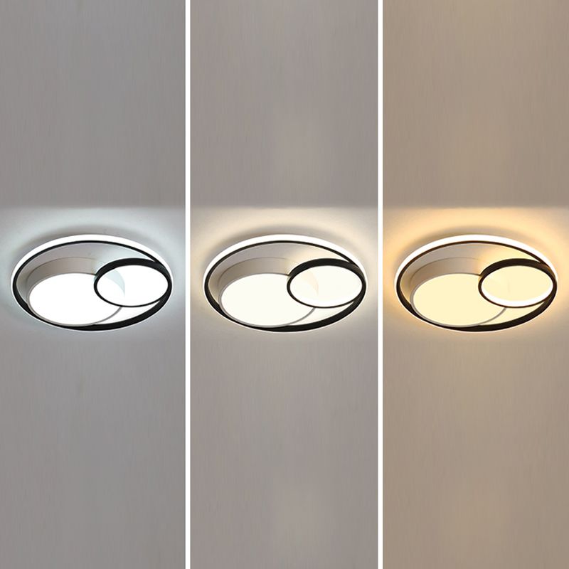 Moderne schwarz-weiße Deckenleuchte mit Acrylschirm, LED-Unterputzleuchte für Wohnzimmer