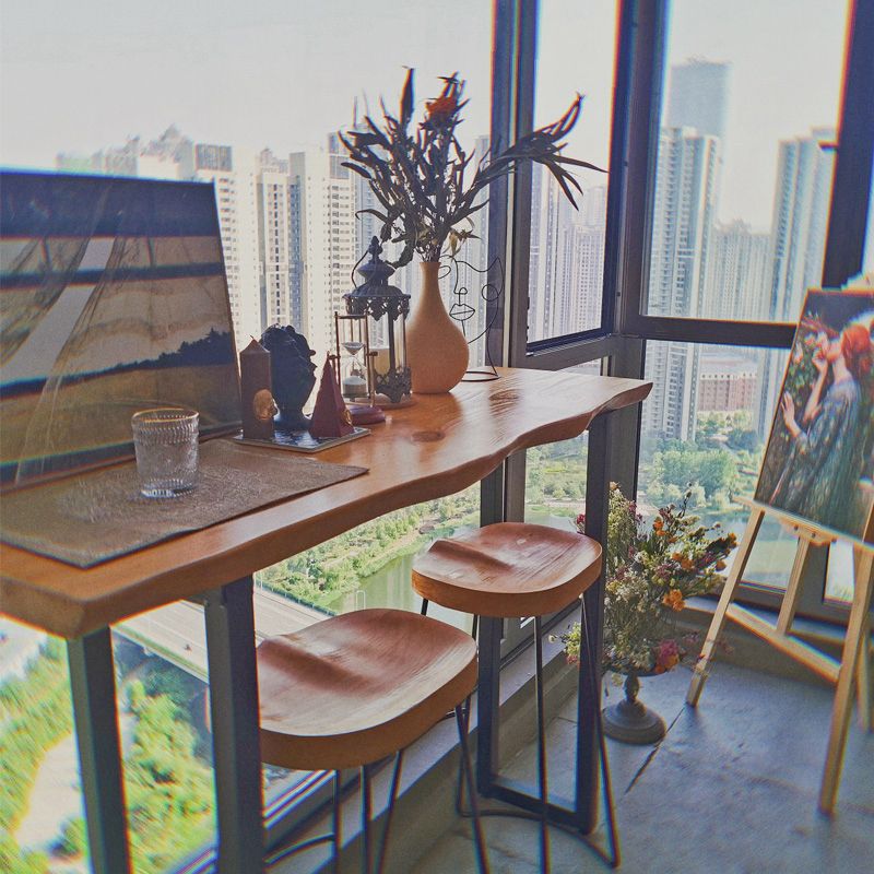 Brown Modern StyleTable Solid Wood and Iron Coffee Shop Bar Table