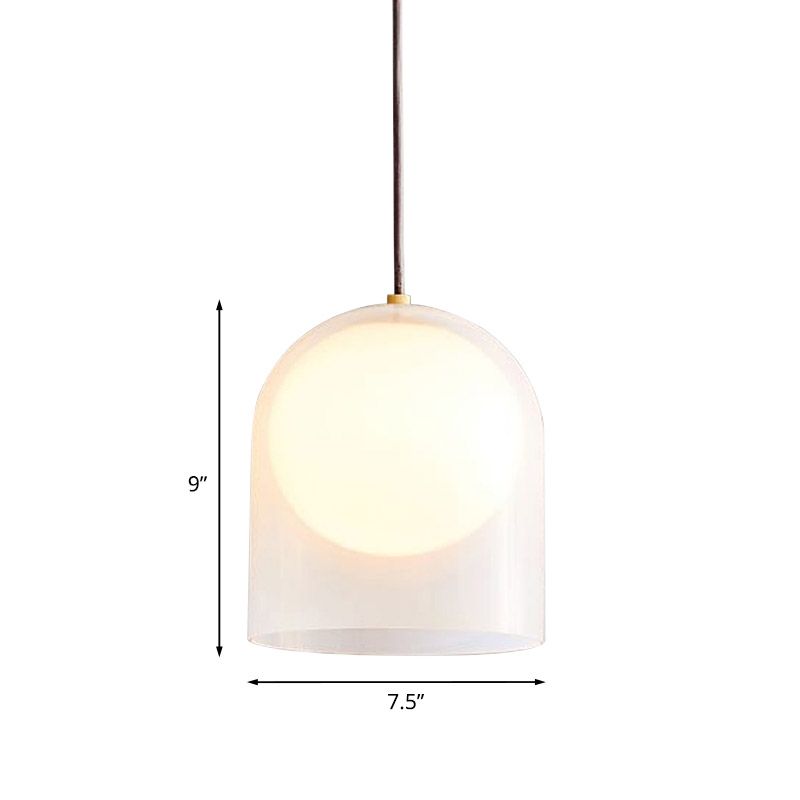 Ball Opal Glass Hanging Light Kit moderne 1 tête de plafond en or lampe suspension de plafond avec ombre à l'intérieur