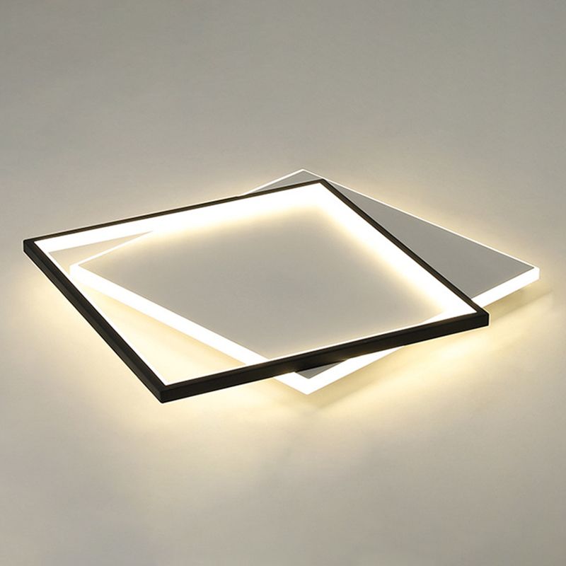 Squared Flush Mount Lighting Minimalist Metal Black-White LED Flush Ceiling Light Fixture