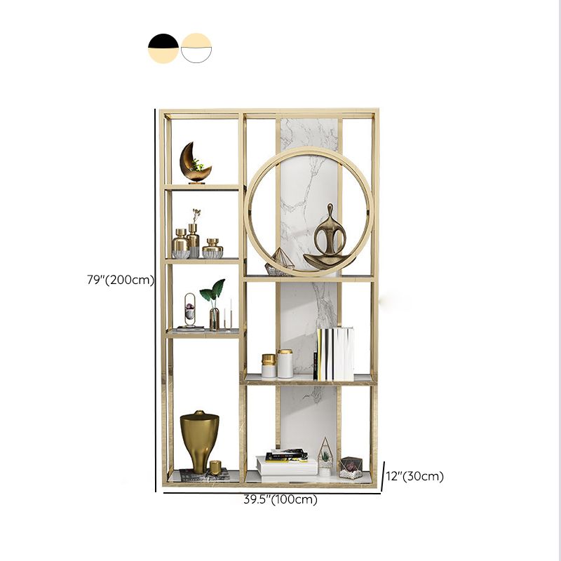 Glam Antique Finish Bookcase Metal Etagere Bookshelf with Shelves