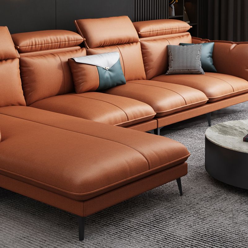 Modern Pillow Top Arm Sectional Sofa 37.8"High Fabric Cushion Back Sofa