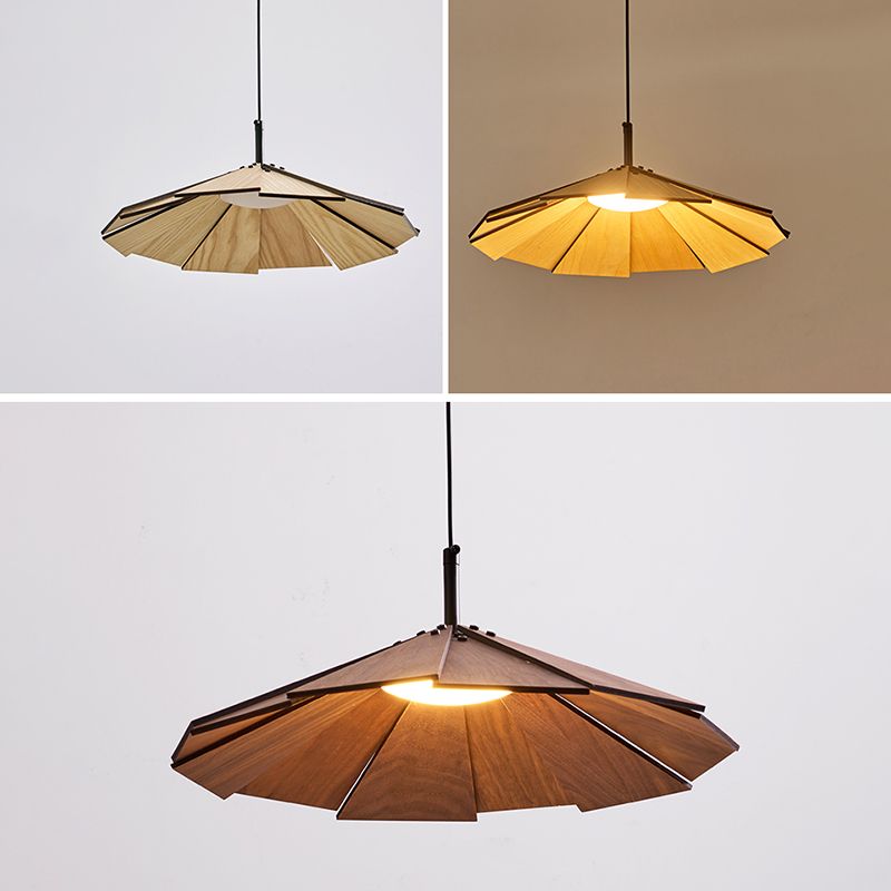 1-Light Wooden Hanging Lamp Down Lighting Simplicity Cone Shape Pendant Lighting Fixture