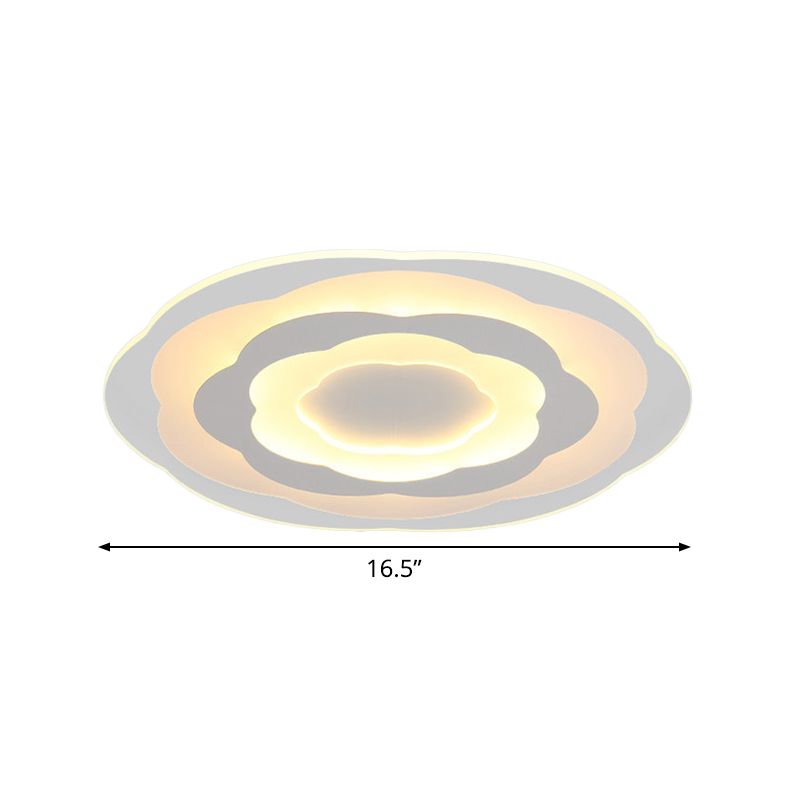 Ultrathin Layered Flower Ceiling Light Modernist Acrylic White 16.5"/20.5" Wide LED Flush Mount Lighting for Bedroom