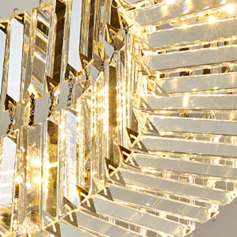 Round Modern Ceiling Mounted Lights LED Crystal Ceiling Mount Lighting for Living Room