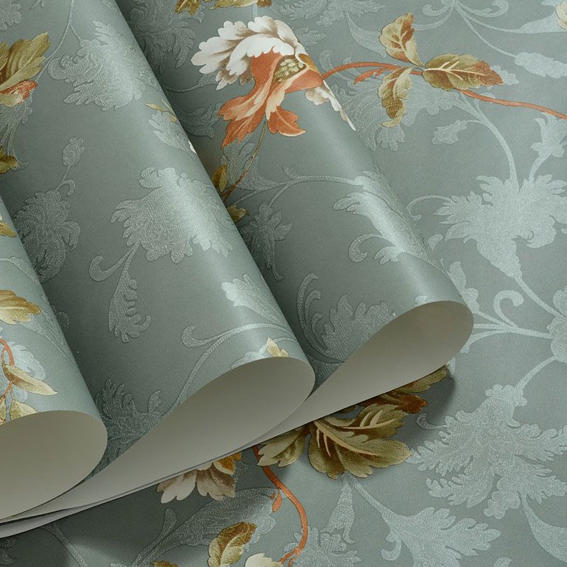 Rural Blossoms Wallpaper Roll for Home Decoration, 57.1 sq ft. Wall Covering in Green and Blue