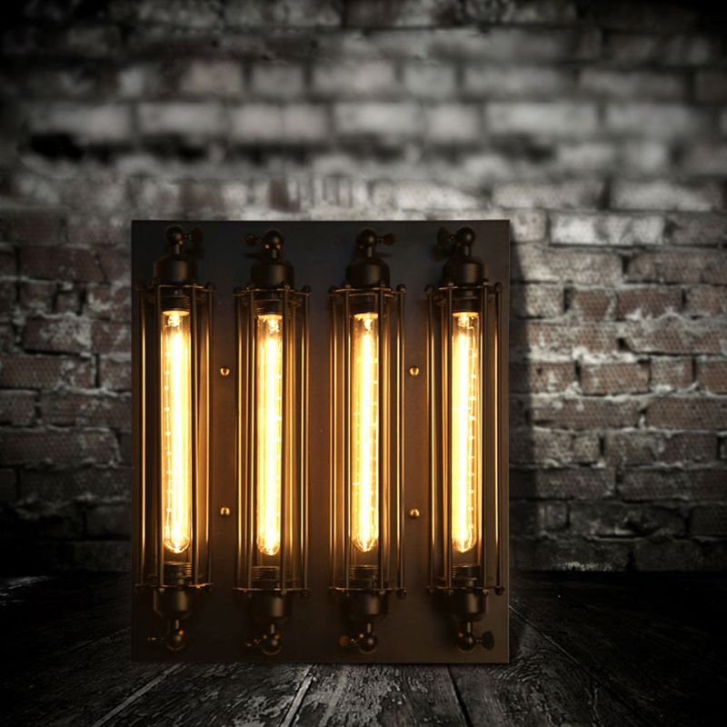 Industrial Style Iron Wall Mount Light Rectangle Shape Wall Lamp for Living Room