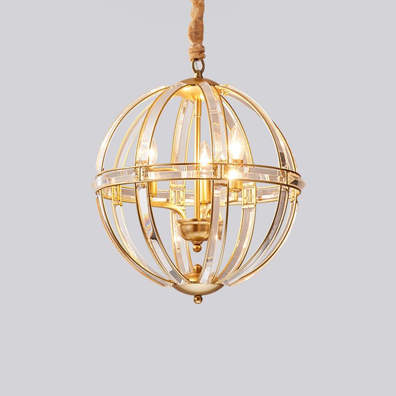 Modern Metal Crystal Ball Chandelier Light Multi Head Hanging Light for Restaurant