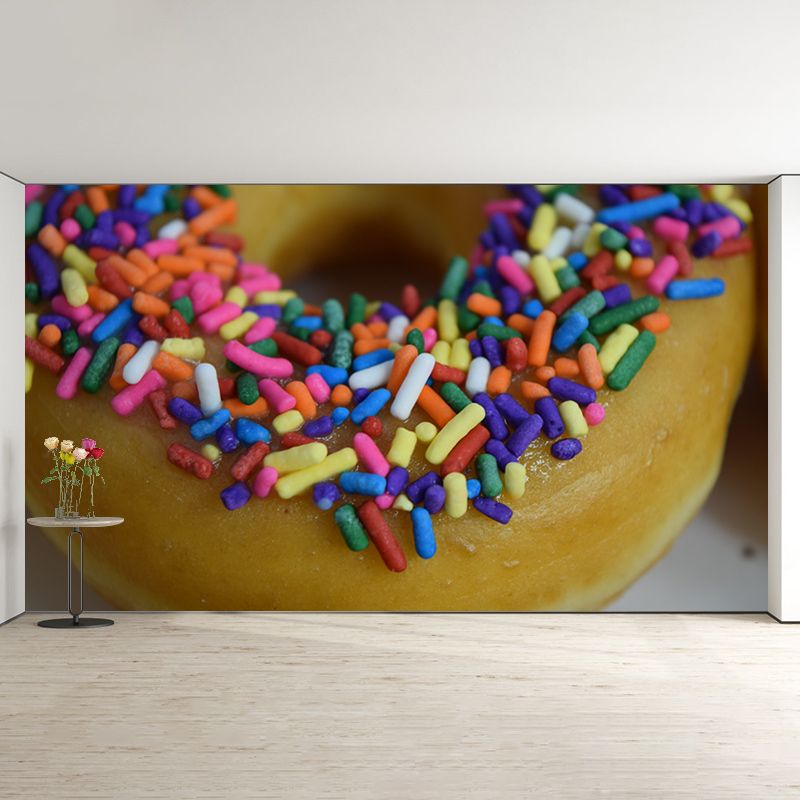 Donut Desserts Food Mural Wallpaper Water Resistant Wall Decor for Dessert Shop