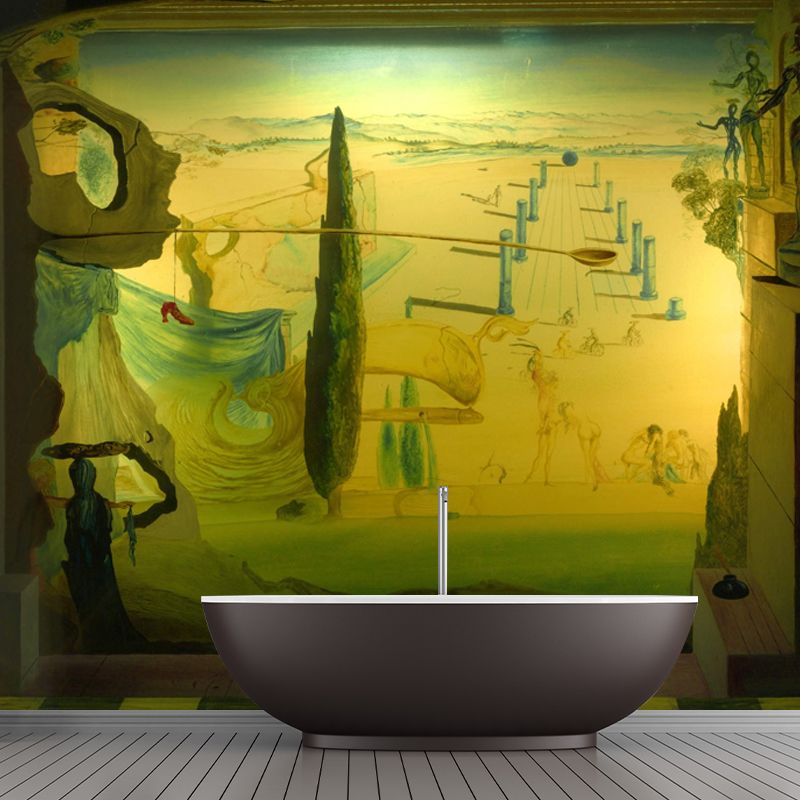 Surrealist Dali Artwork Mural Green Plaza View from Window Wall Decoration for Home