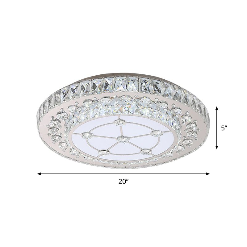 2-Tier Round Crystal Block Flush Mount Light Simple Style LED Bedroom Ceiling Flush in Nickel