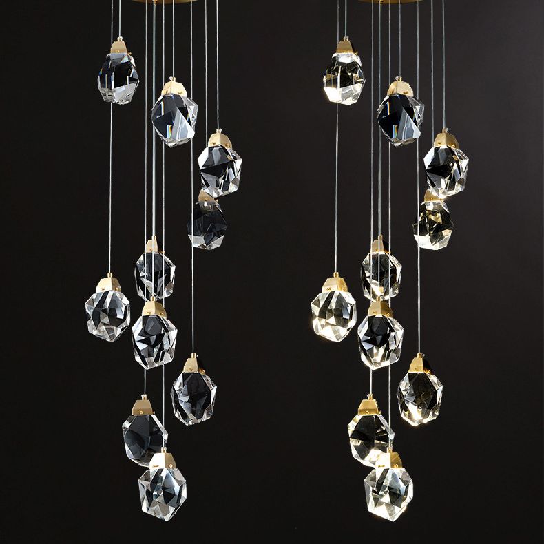 Meerdere afgeschuinde kristalprisma's Droplamp Moderne lange suspensie hanglamp voor trap