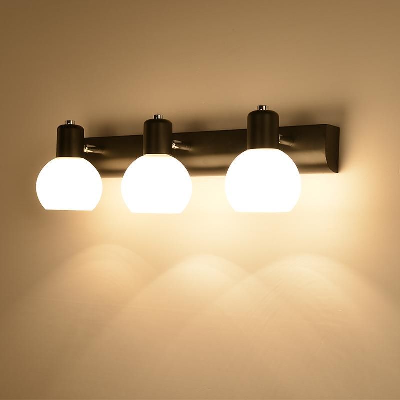 Multi-Globus-Opal-Glaswand hängend helles modernes 3-Bulb-Badezimmer-Lampe in Schwarz/Weiß