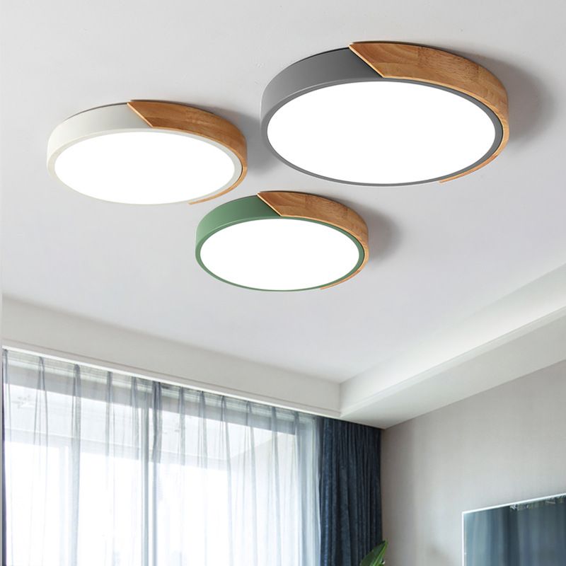 Plafonnier LED rond de style macaron en acrylique, montage encastré à 1 lumière pour chambre à coucher et salon