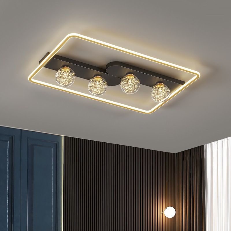 Luminaire de plafond minimaliste LED en métal à montage encastré géométrique en or noir pour le salon