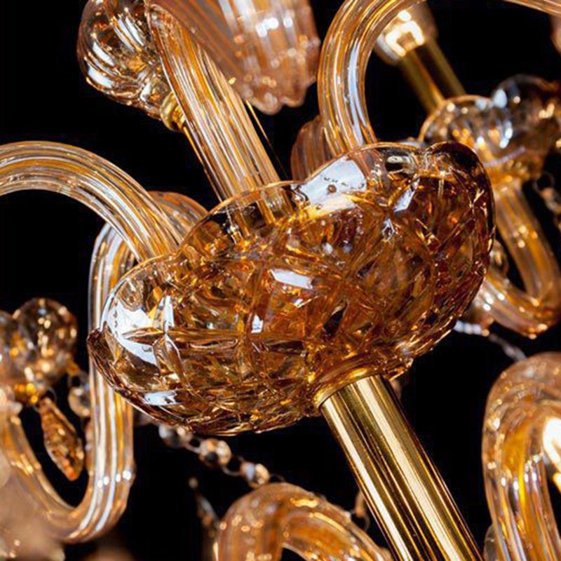 Traditional Luxury Candle Pendant Light Glass Indoor Chandelier with Crystal Decoration