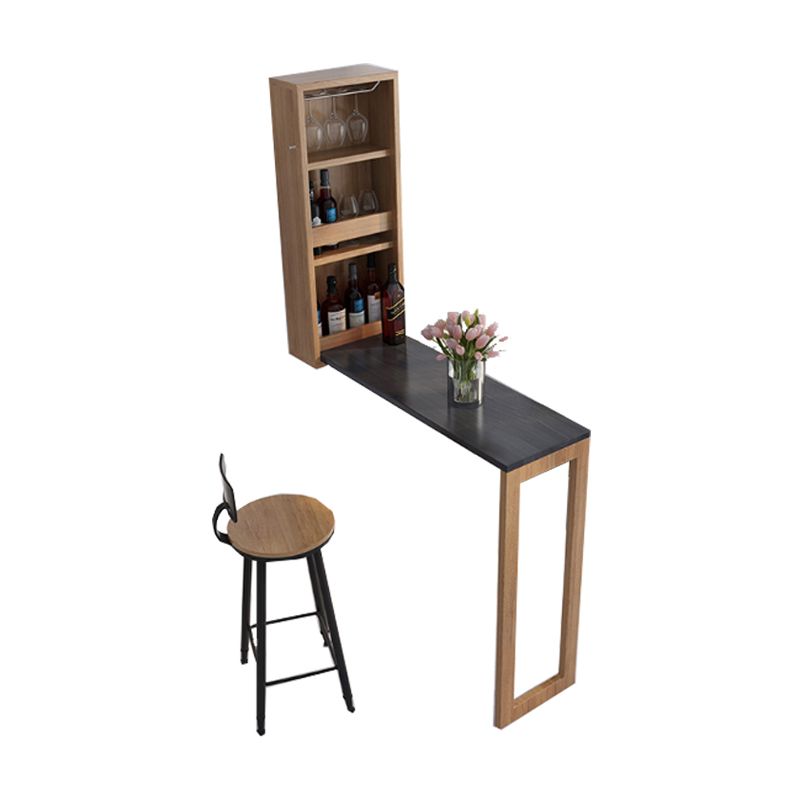 Tavolo da bar in legno in stile industriale e rettangolo naturale top bistro pieghevole