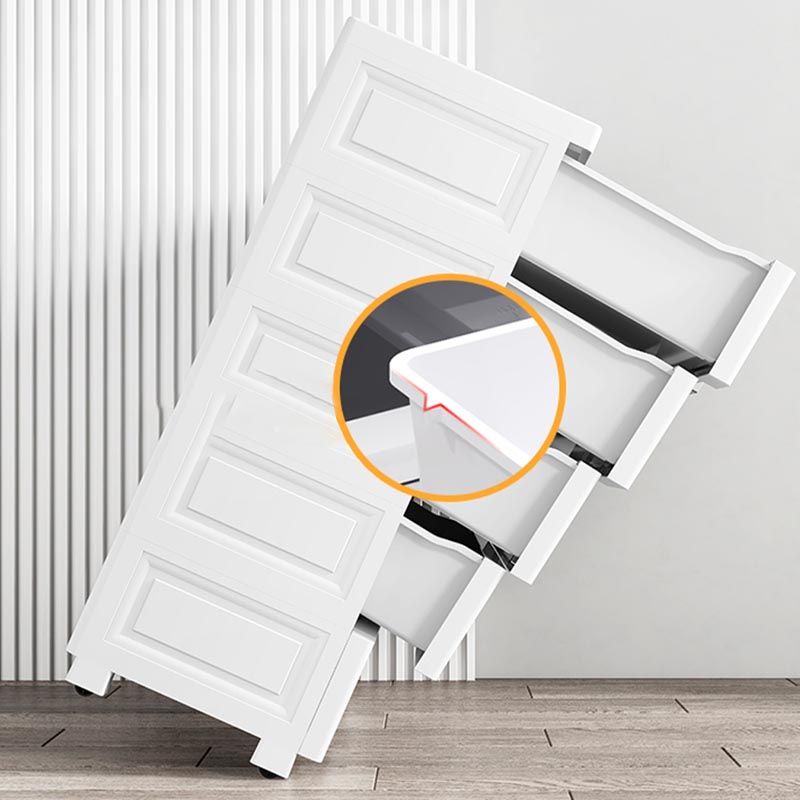 White Plastic Wardrobe Armoire Contemporary Storage Cabinet with Drawer