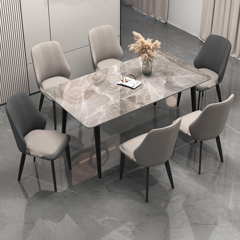 Chaises de salle à manger en cuir de style moderne, chaises latérales de salle à manger sans bras à dos solide