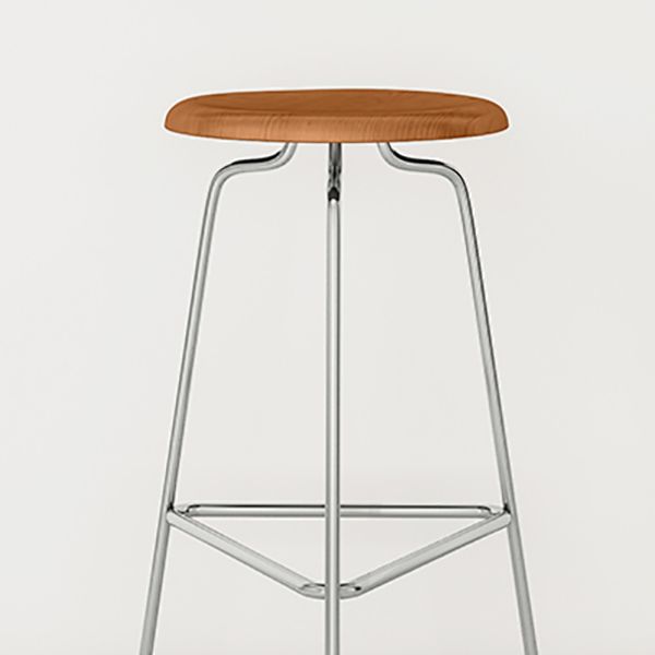 Contemporary Armless Round Backless Bar Stool with Metal Base