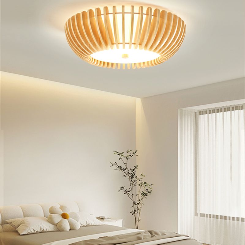 Nordic Ceiling Light Fixture Wooden LED Flush Mount for Living Room