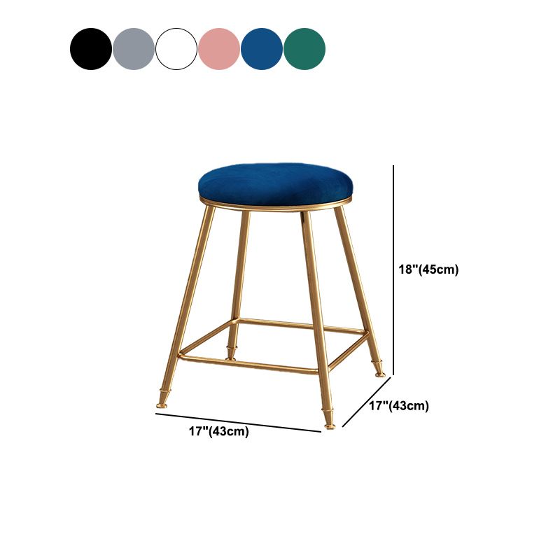 Contemporary Bar Stool Round Seat Barstool with Footrest and Metal Base