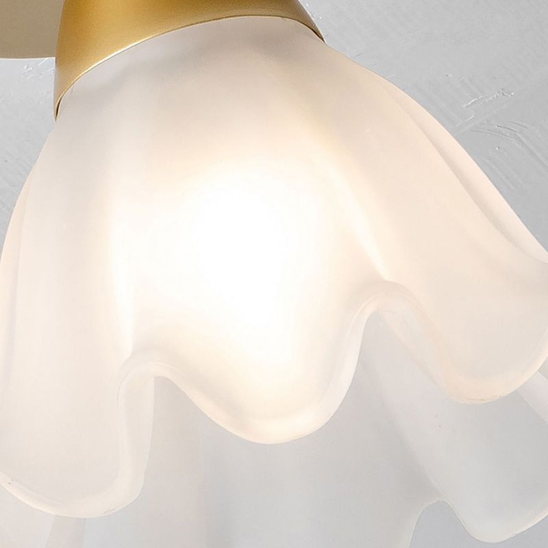 Flower Shape Glass Flush Light Modern Style 1 Light Flush Mount Ceiling Lights in Gold