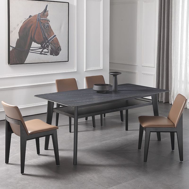 Modern Sintered Stone Top Dining Set Rectangle 1/2/5/7 Pieces Wooden Dining Room Table Set