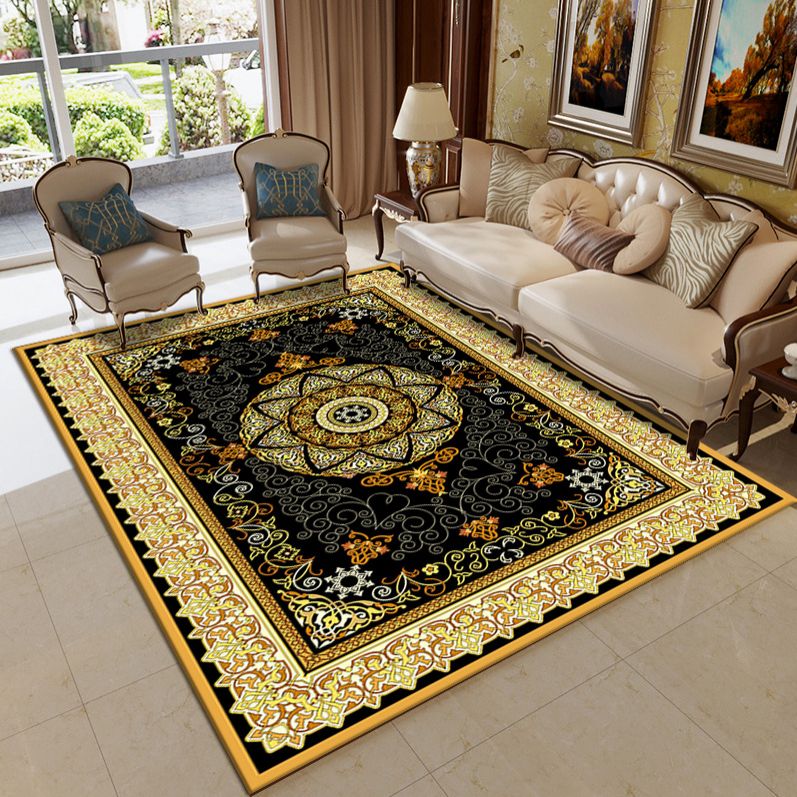 Traditional Multi Color Moroccan Rug Polypropylene Flower Carpet Anti-Slip Backing Pet Friendly Stain Resistant Rug for Living Room