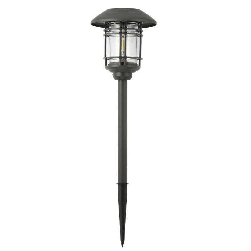 Minimalist House Shaped Stake Light Plastic Garden Solar LED Pathway Lamp in Smoke Grey