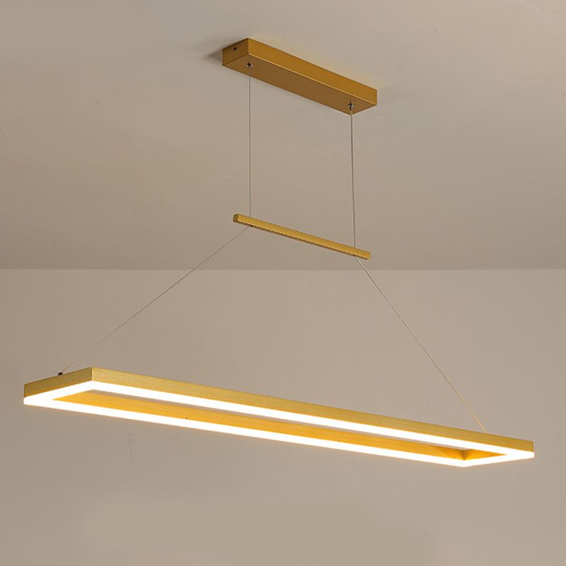 Minimalist Dining Room Island Lamp Aluminum Rectangular LED Pendant Light Fixture