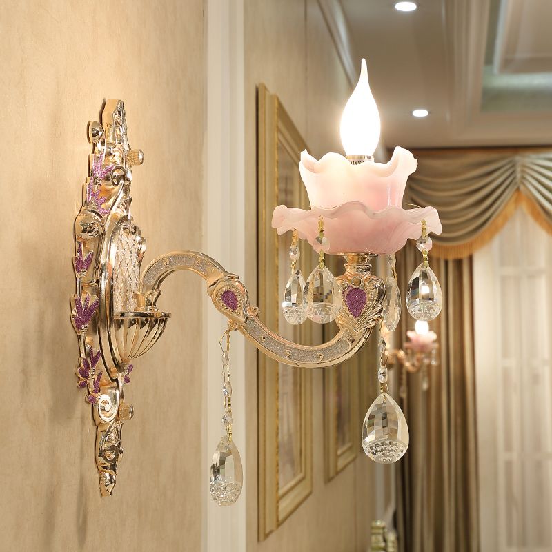 Candela da letto da letto SCONCE LIGHT LIGHT Vintage Cristallo trasparente 1/2 teste Gold Wall Lighting Freet