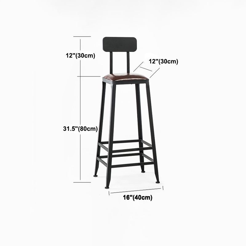 Dining Room Industrial Style Leather Barstool Iron 4 Legs Bar Stool with Pedal
