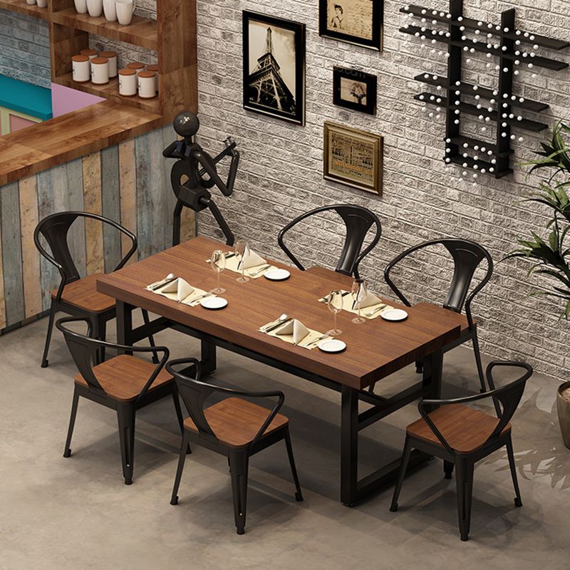 Industrial 1/3/5/7 Pieces Dining Set Rectangle Pine Wood Dining Table for Cafe