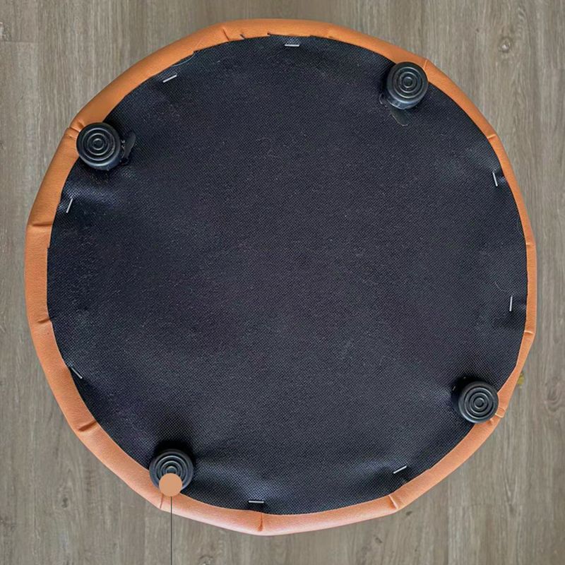 Stylish Round Ottoman Pure Color Faux Leather Water Resistant Standard Ottoman
