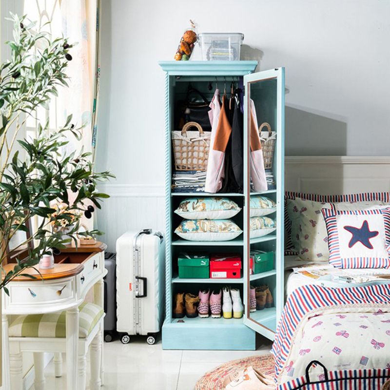 Cottage Style Bedroom Wardrobe Cabinet Wooden Storage Cabinet with Garment Rod