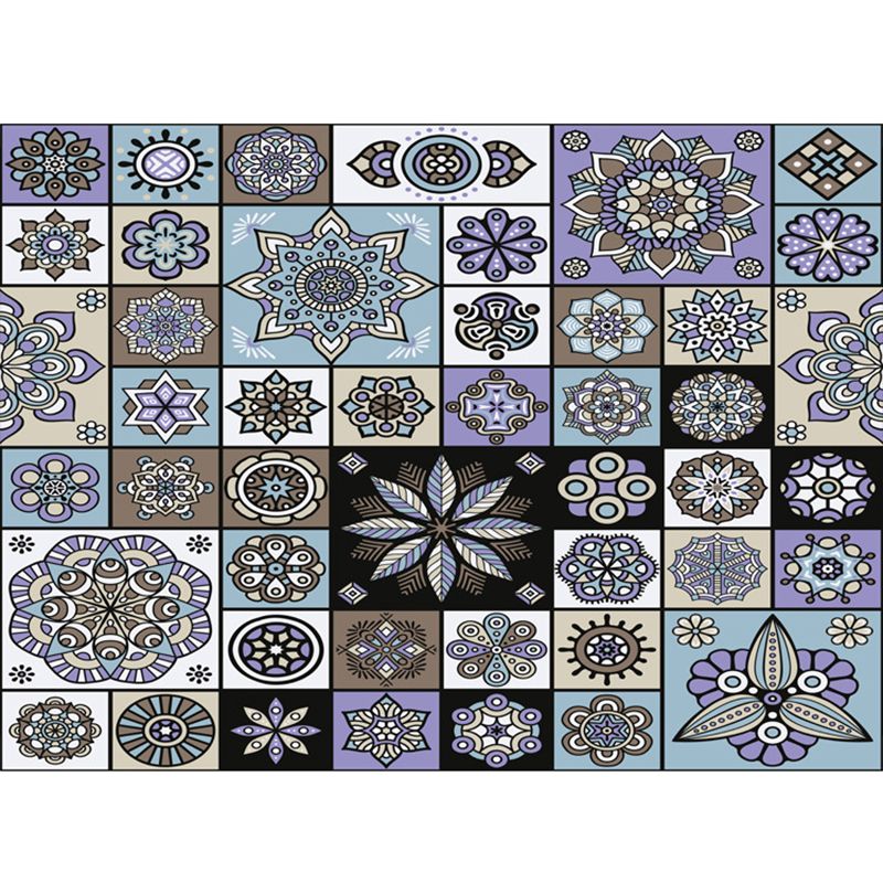 Böhmischer Teppich mit Mosaik-Fliesen-Druck, mehrfarbiger Polypropylen-Teppich, schmutzabweisend, waschbar, rutschfeste Rückseite, Teppich für Heimdekoration