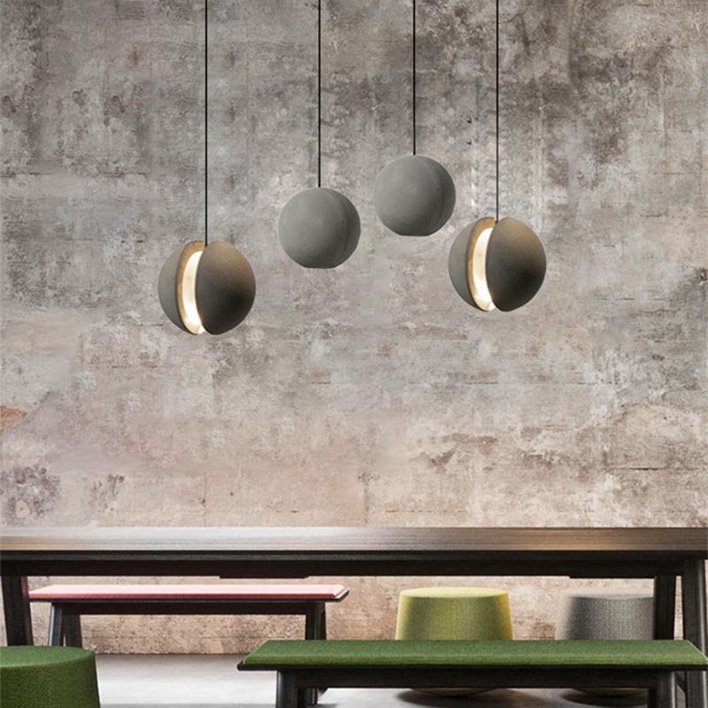 Modern Artistic LED Pendant Light Cement Globe Hanging Lamp with Acrylic Shade