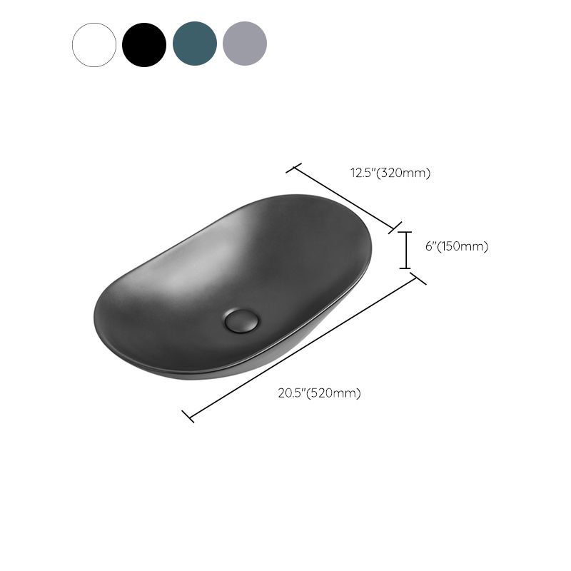 Modern Vessel Lavatory Sink Oval Porcelain with Faucet Vessel Sink